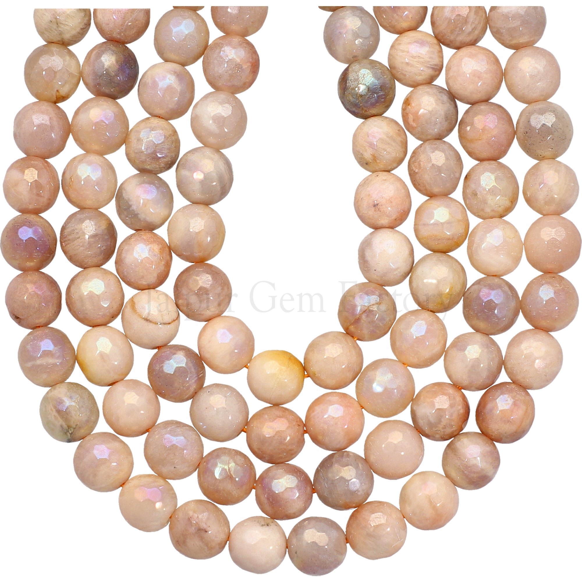 8 MM Mystic Coated Moonstone Faceted Round Beads 15 Inches Strand