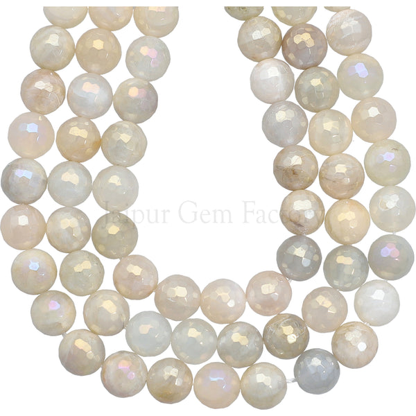 8 MM Mystic Coated Moonstone Round Beads 15 Inches Strand