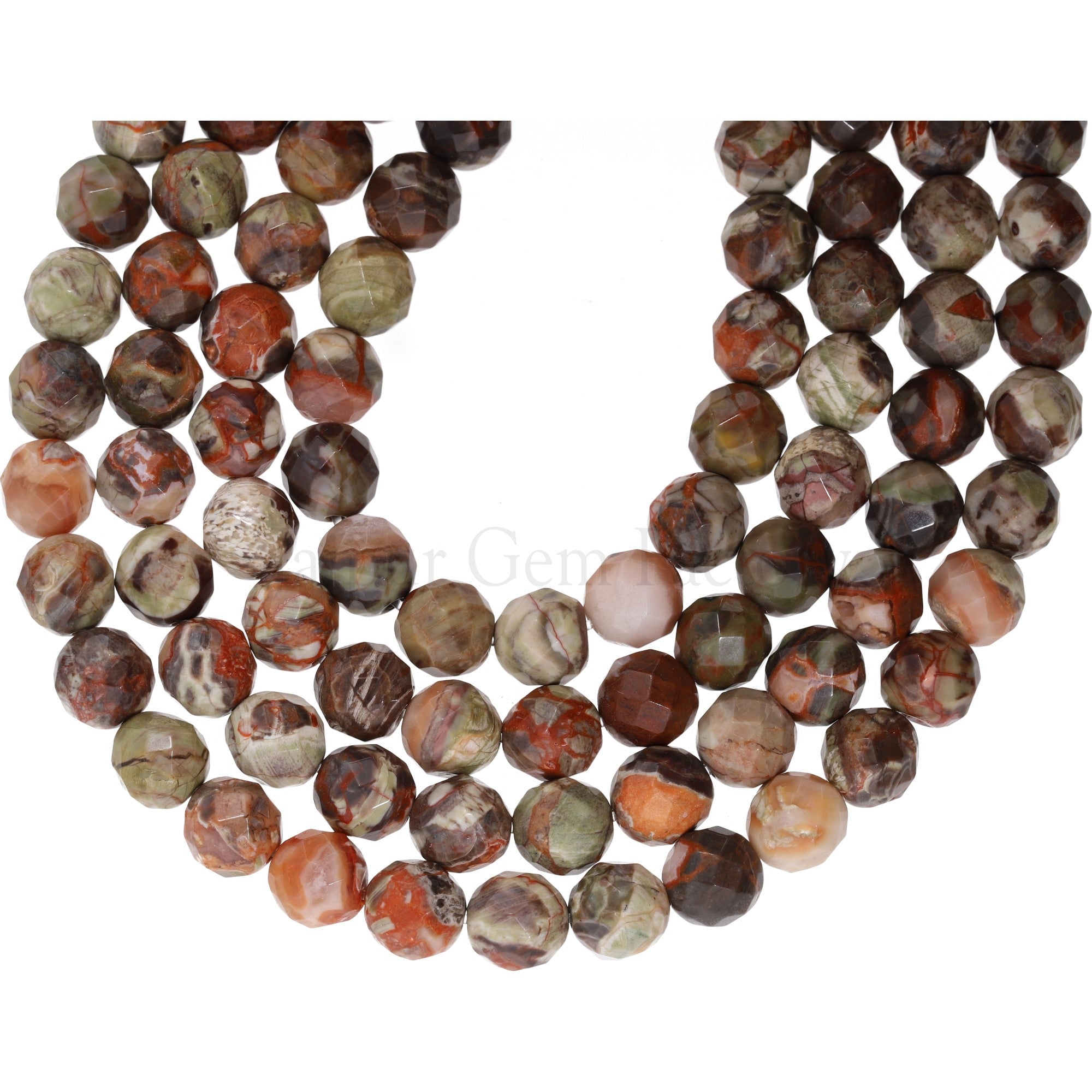 Opalite Jasper 10 MM Faceted Round Shape Gemstone Beads Strand