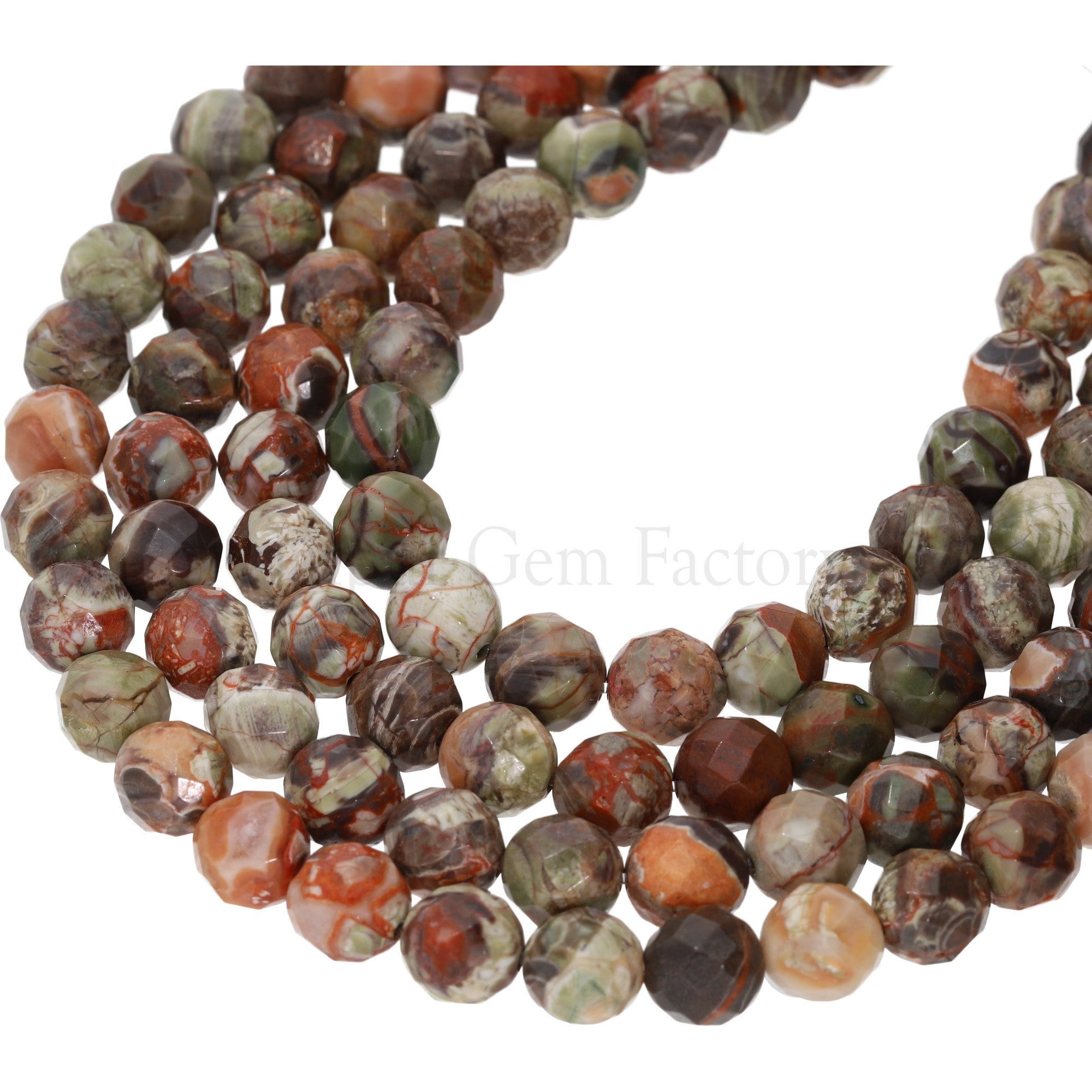Opalite Jasper 10 MM Faceted Round Shape Gemstone Beads Strand