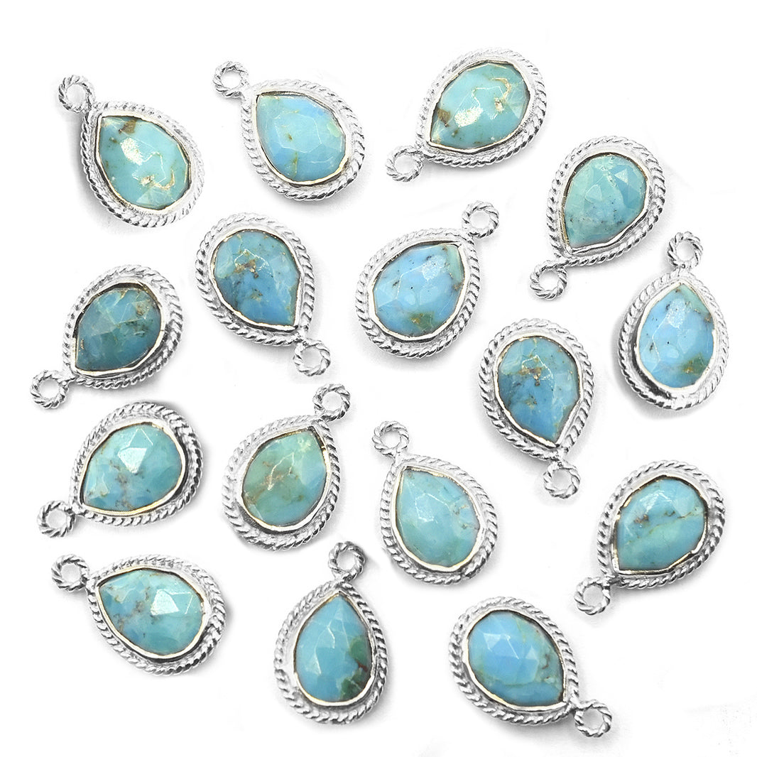 Twisted wire silver bezel silver plated pendant