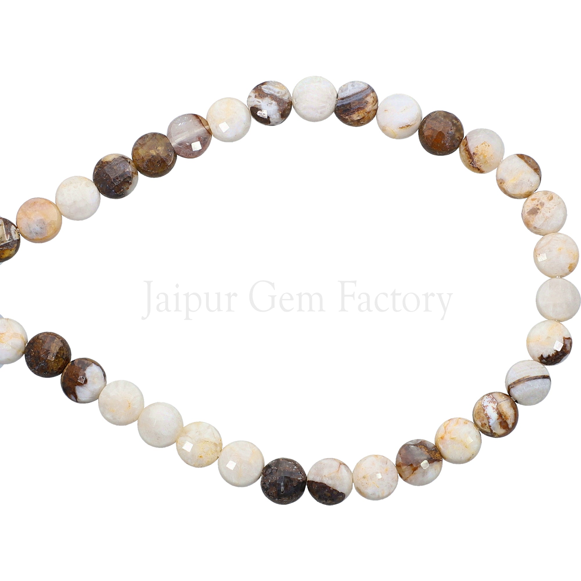 6 MM Petrified Wood Agate Faceted Coin Beads 15 Inches Strand