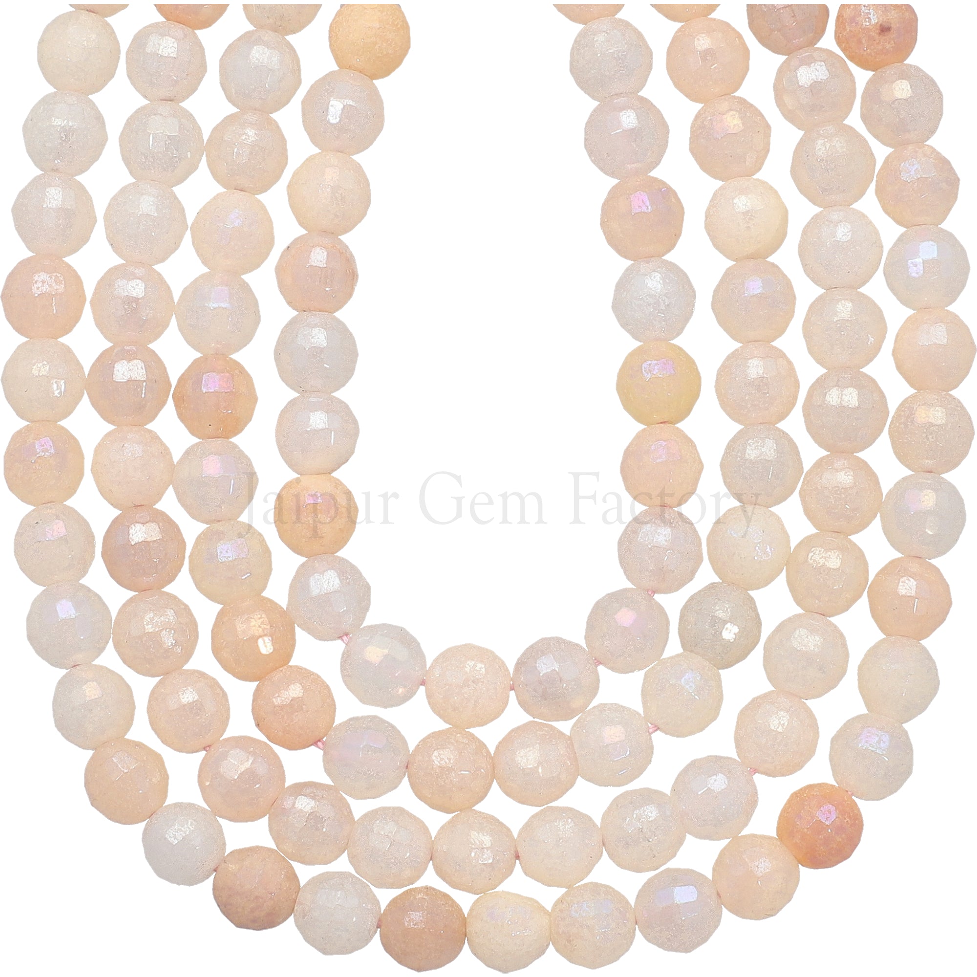 8 MM Pink Aventurine Faceted Round Beads 15 Inches Strand