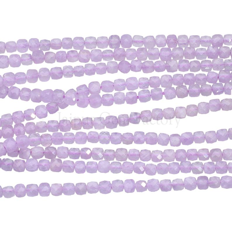 Pink Gemstone Cube Beads for Crafting

