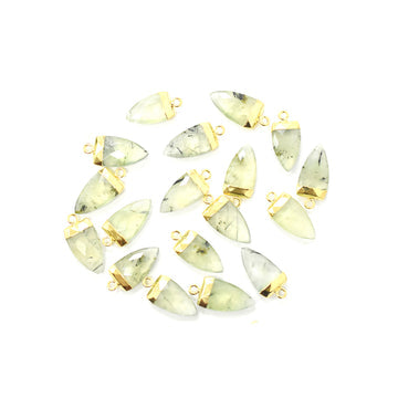 Prehnite 14X9 MM Arrow Shape Gold Electroplated Pendant