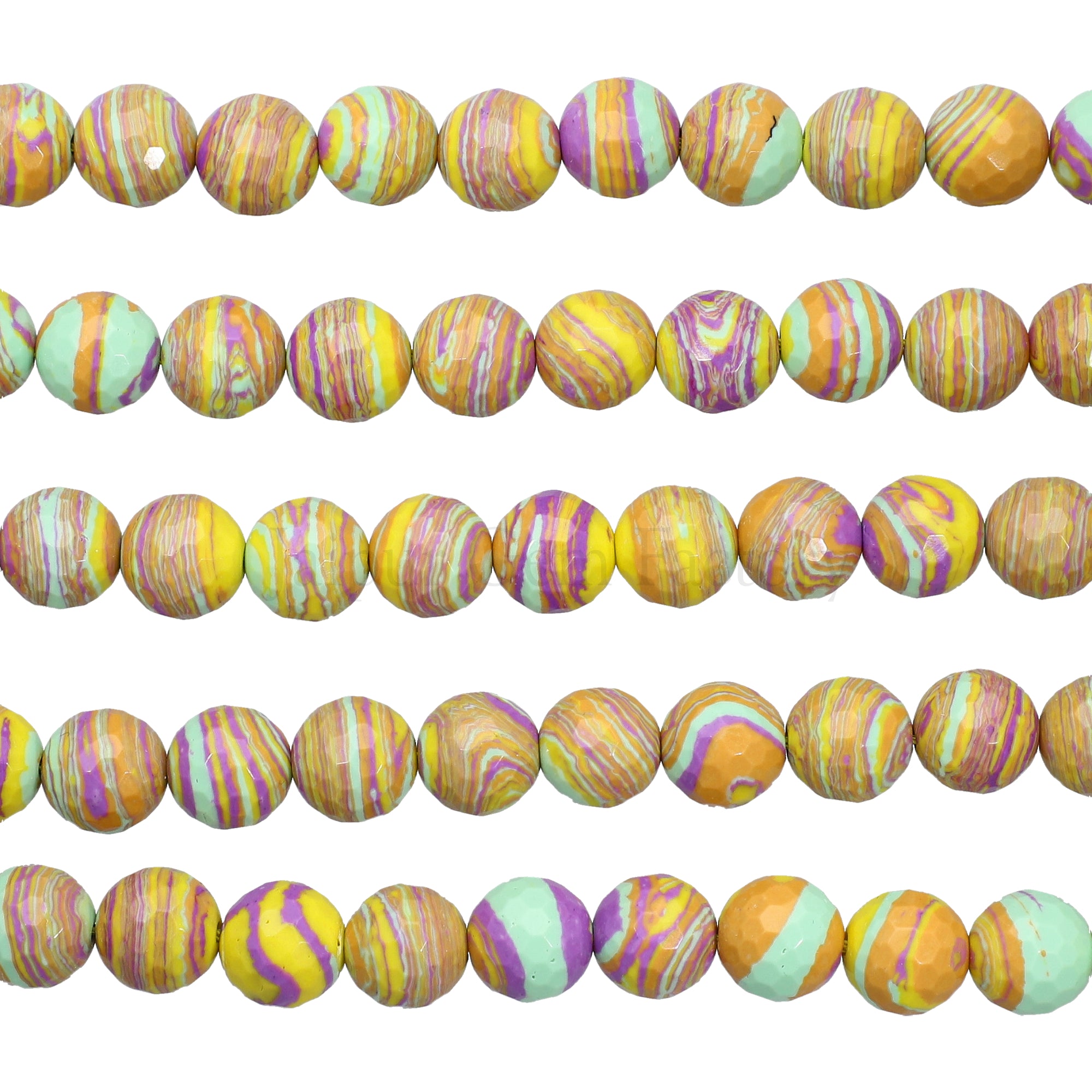 10 MM Rainbow Calsilica Faceted Round Beads 15 Inches Strand