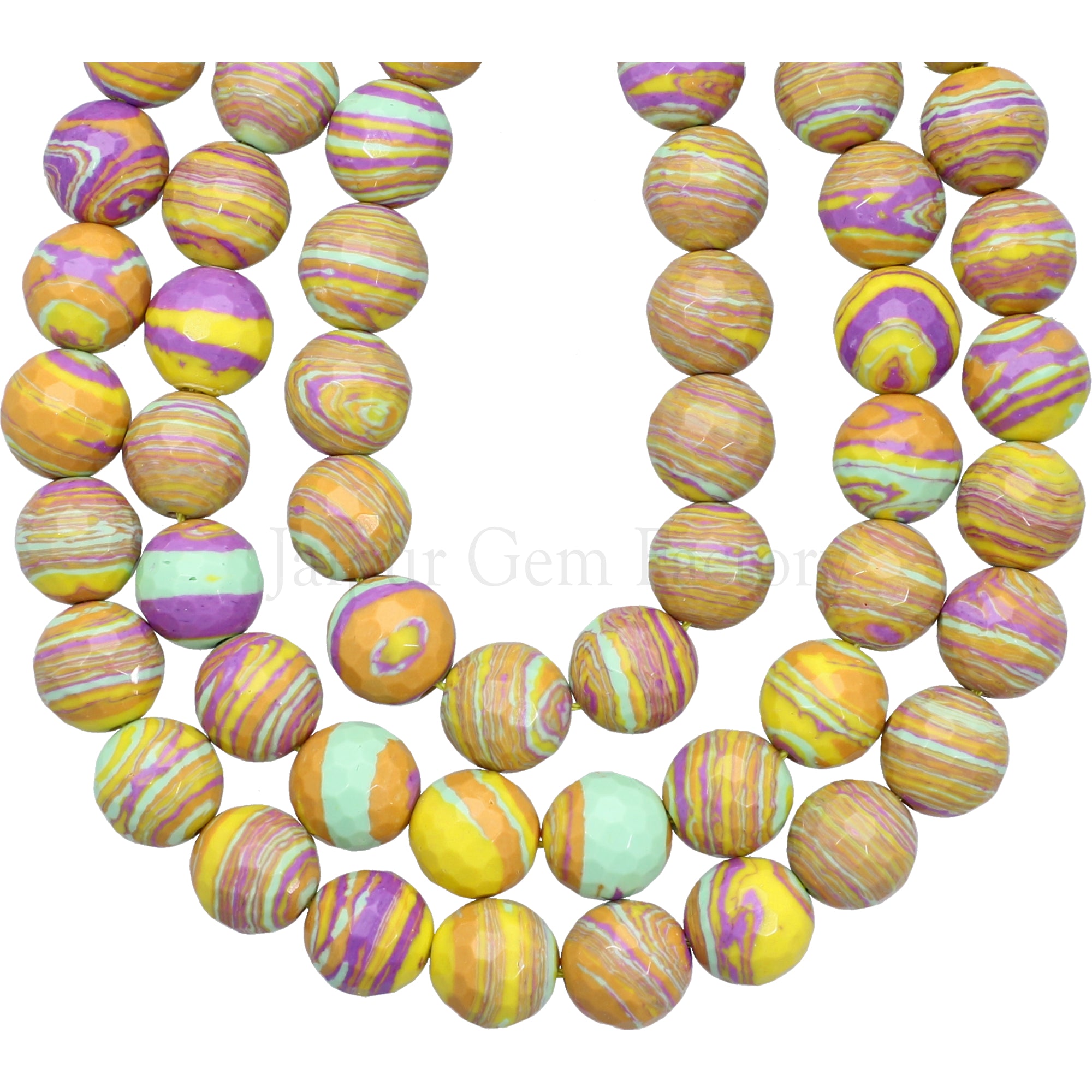 10 MM Rainbow Calsilica Faceted Round Beads 15 Inches Strand