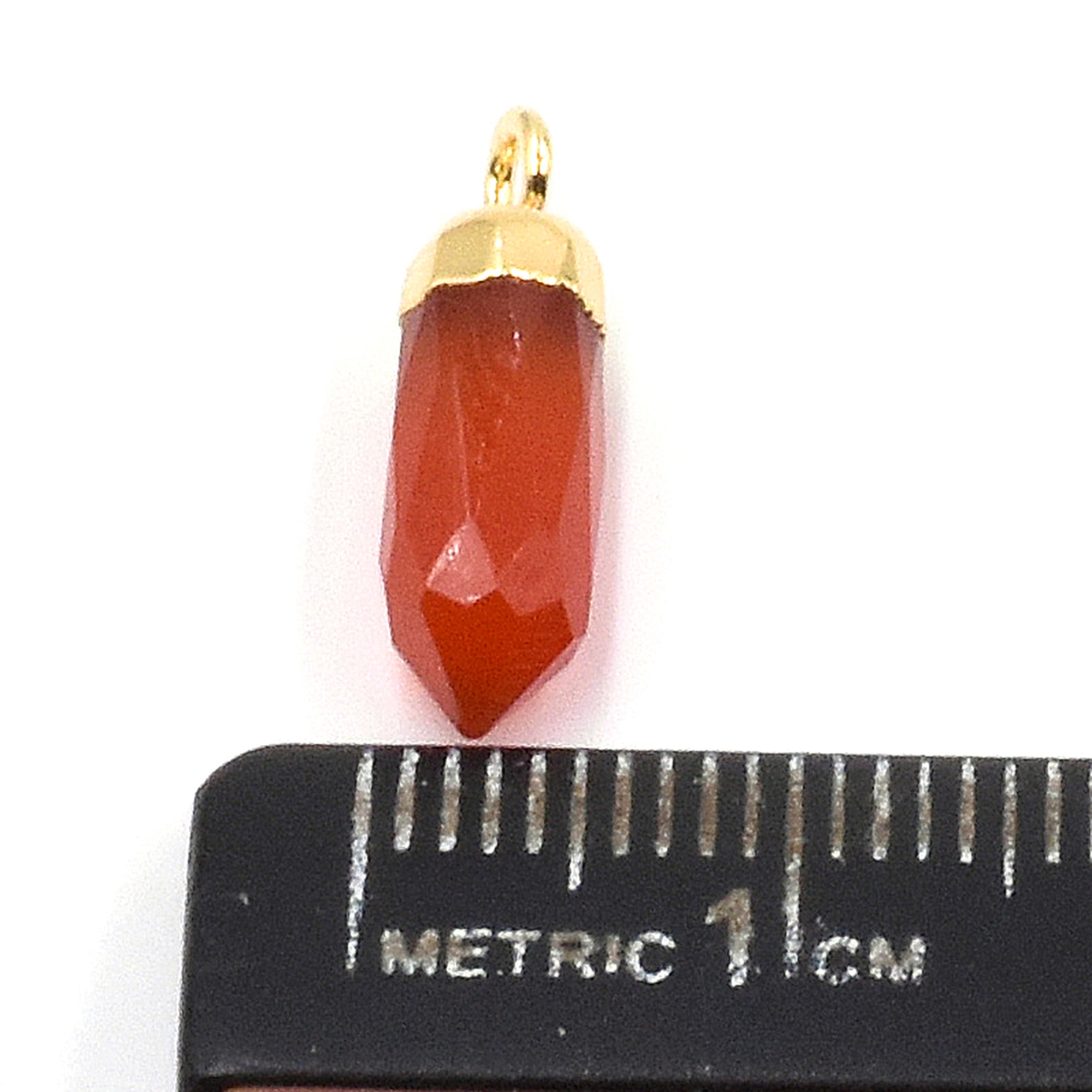 Red Onyx Bullet Shape 13 x 5 MM Gold Electroplated Pendant (Set Of 2 Pcs)
