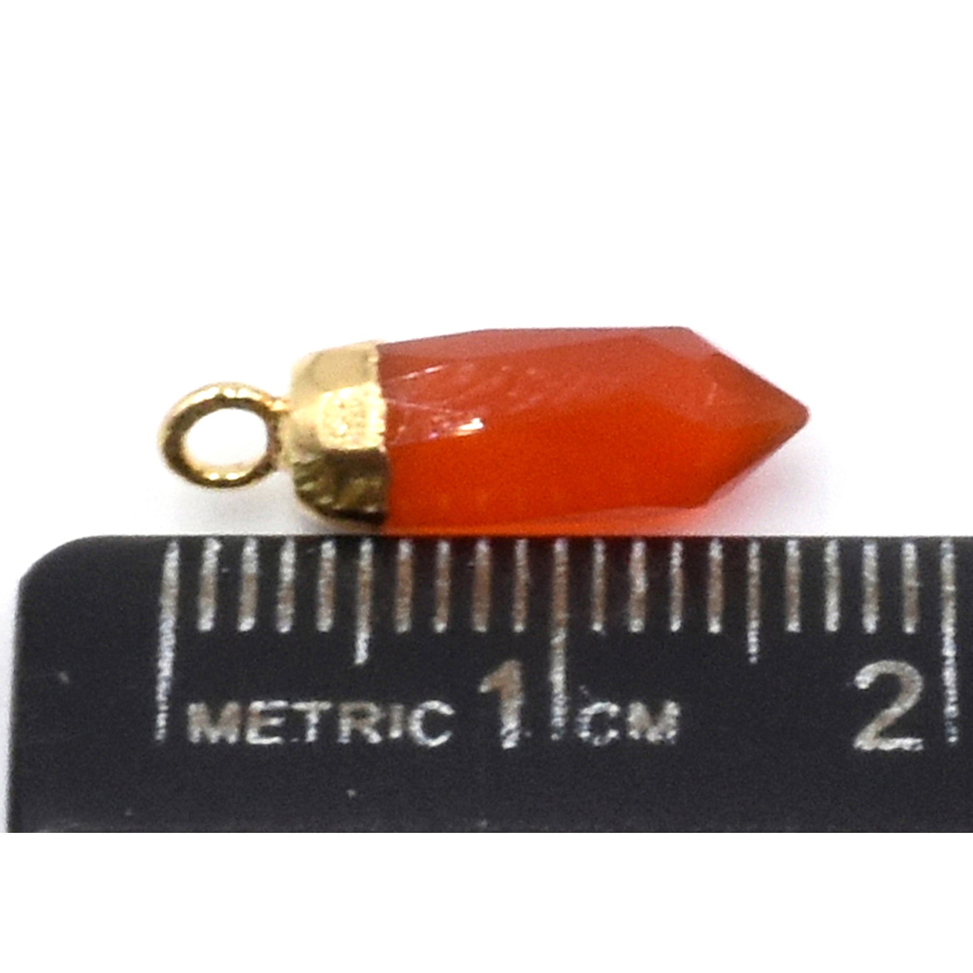 Red Onyx Bullet Shape 13 x 5 MM Gold Electroplated Pendant (Set Of 2 Pcs)