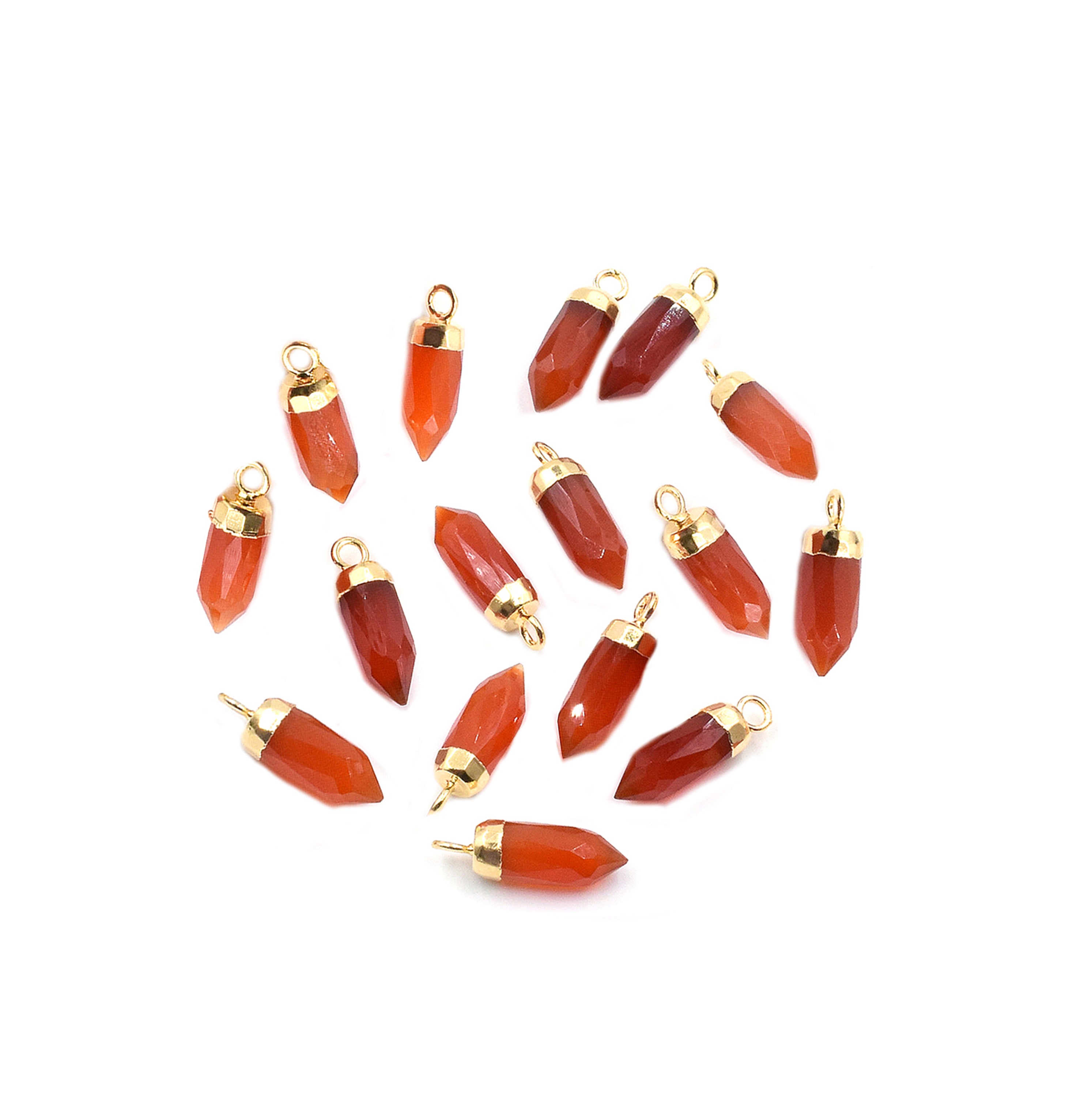 Red Onyx 13X5 MM Bullet Shape Gold Electroplated Pendant (Set Of 2 Pcs)
