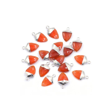 Red Onyx 13X10 MM Shield Shape Rhodium Electroplated Pendant ( Set Of 2 Pcs)