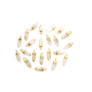 Bullet shaped Golden Rutilated pendant with gold finish