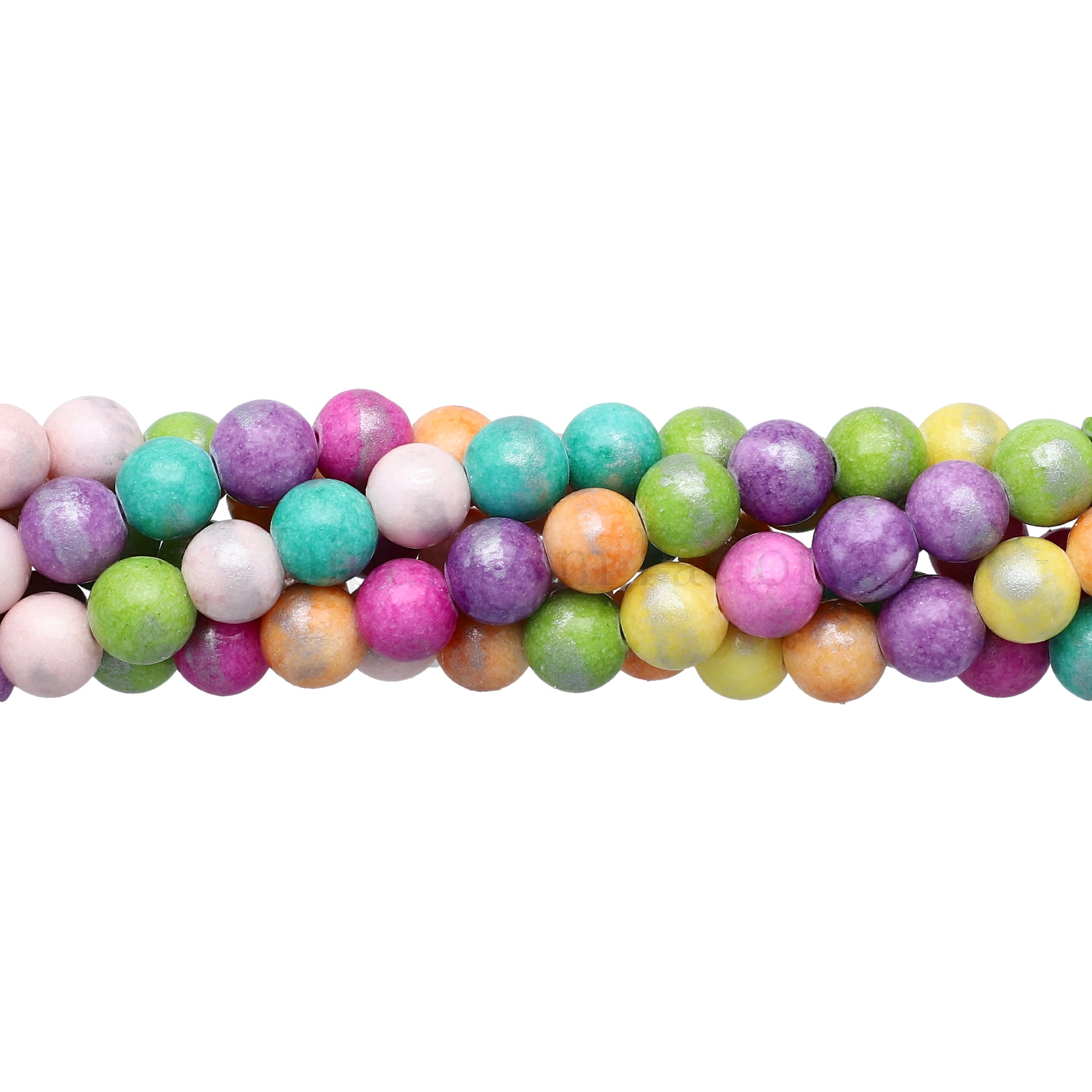 8 MM Multi Mix Color Silver Leafed Jade Smooth Round Beads 15 Inches Strand