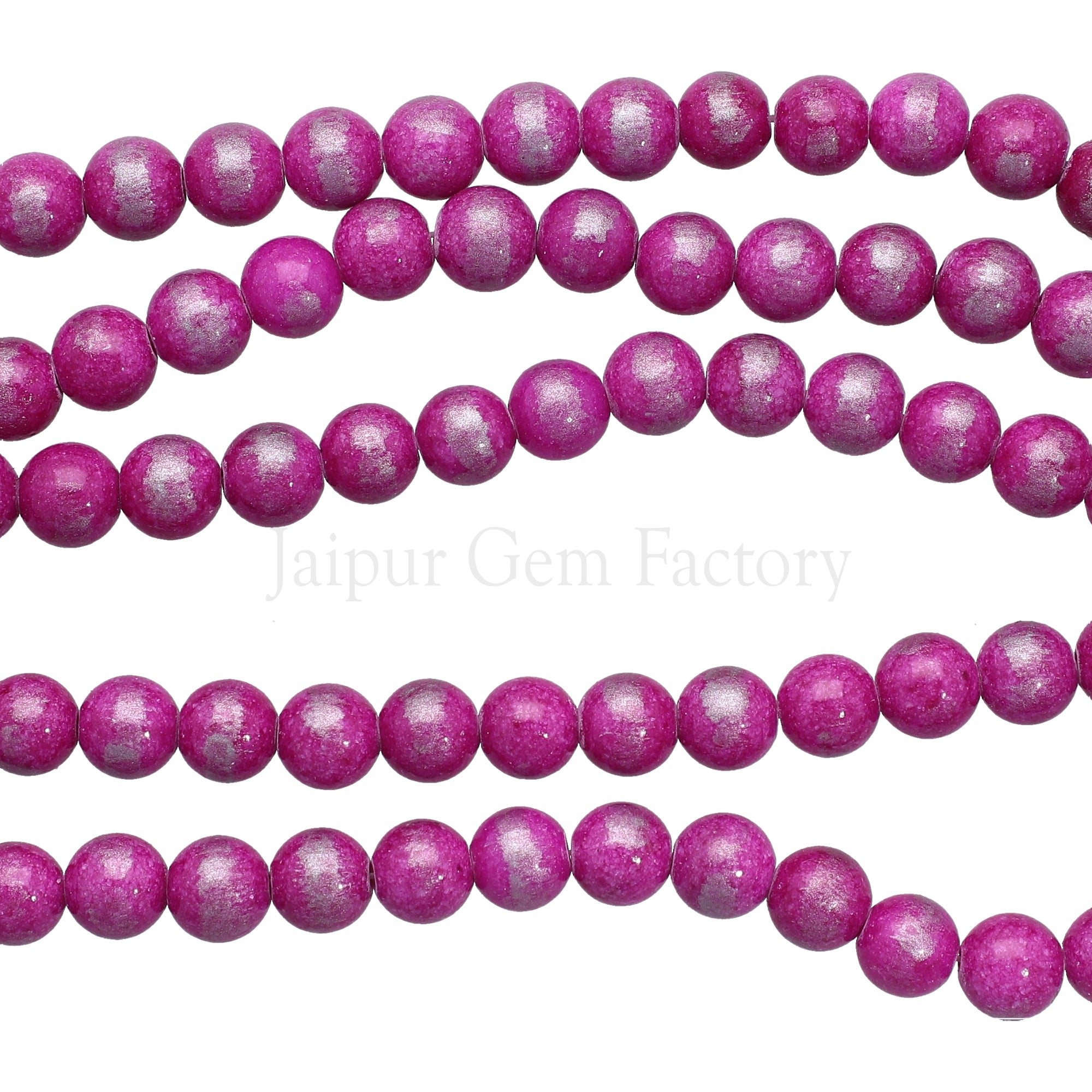 8 MM Silver Leafed Jade Smooth Round Beads 15 Inches Strand