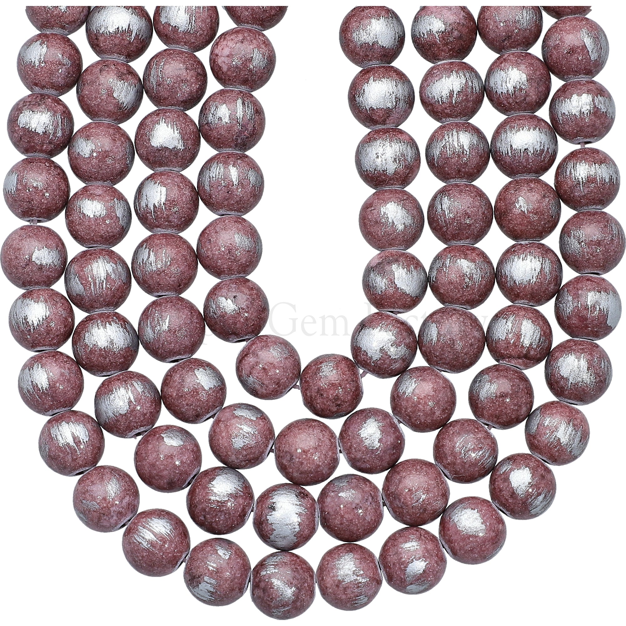 8 MM Silver Leafed Jade Smooth Round Beads 15 Inches Strand