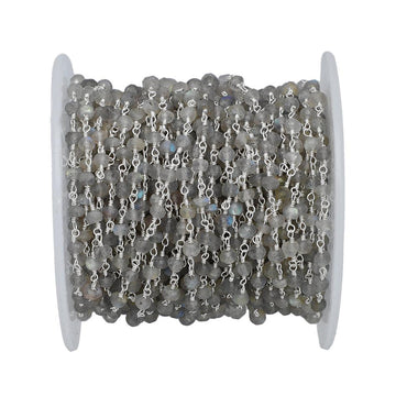 Silver Wire Chain with Labradorite Rondelle Beads Wholesale