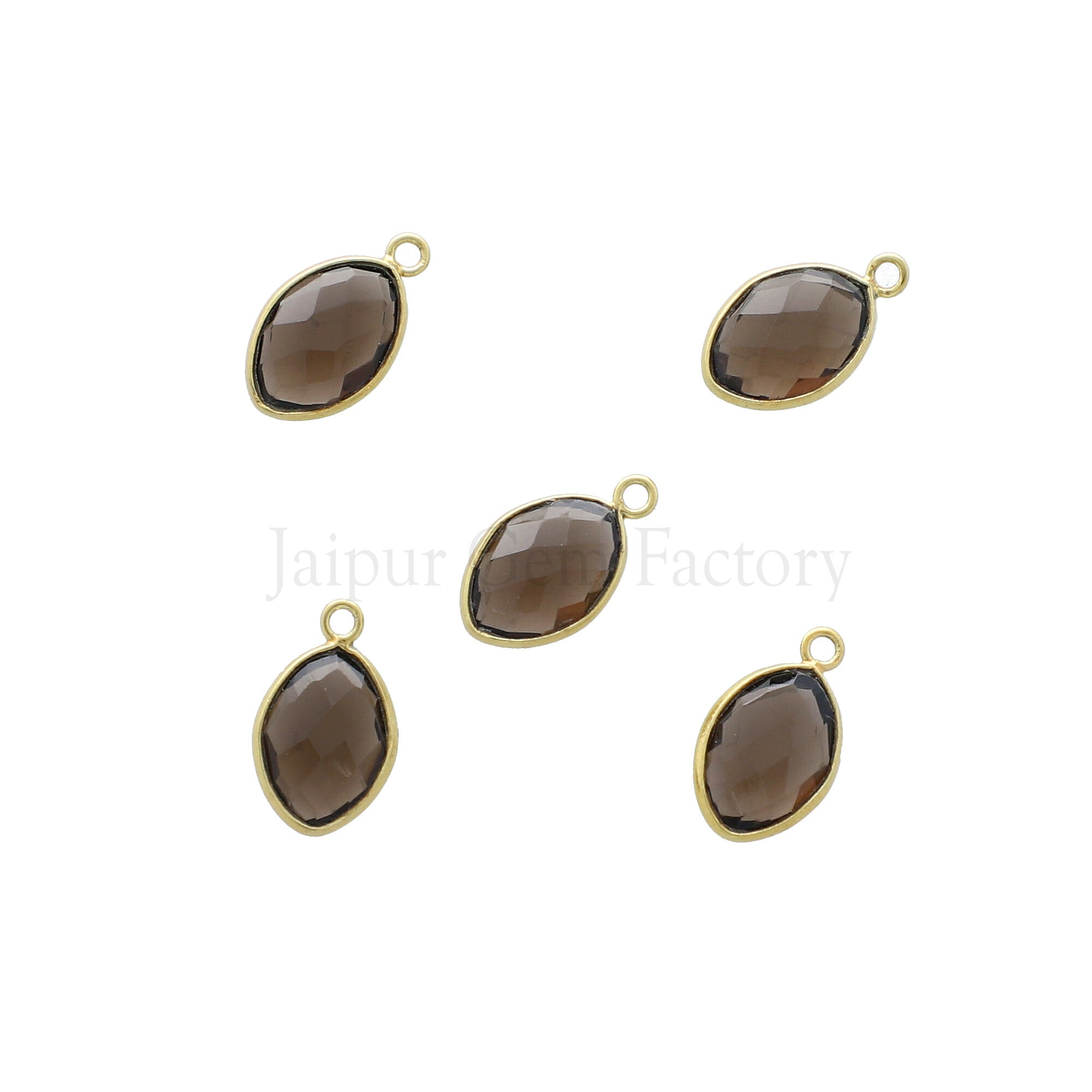 Vermeil Bezel Smoky Quartz Faceted Marquise Pendant
