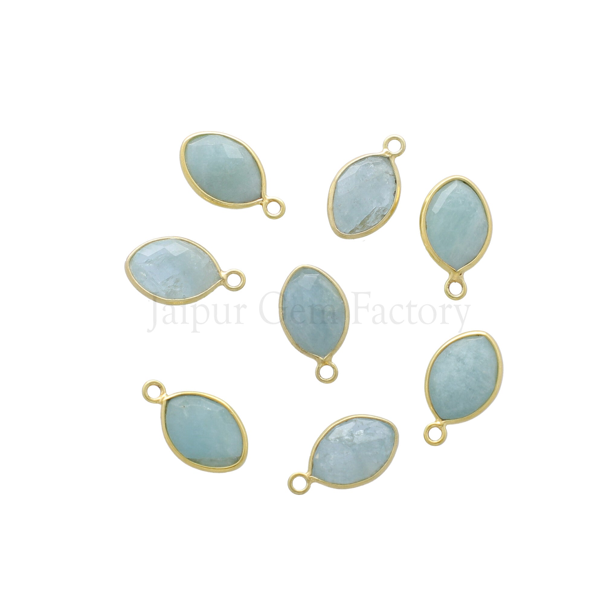 13X9 MM Vermeil Sterling Silver Bezel Aquamarine Faceted Marquise Pendant