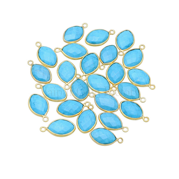13X9 MM Vermeil Sterling Silver Bezel Howlite Turquoise Faceted Marquise Pendant