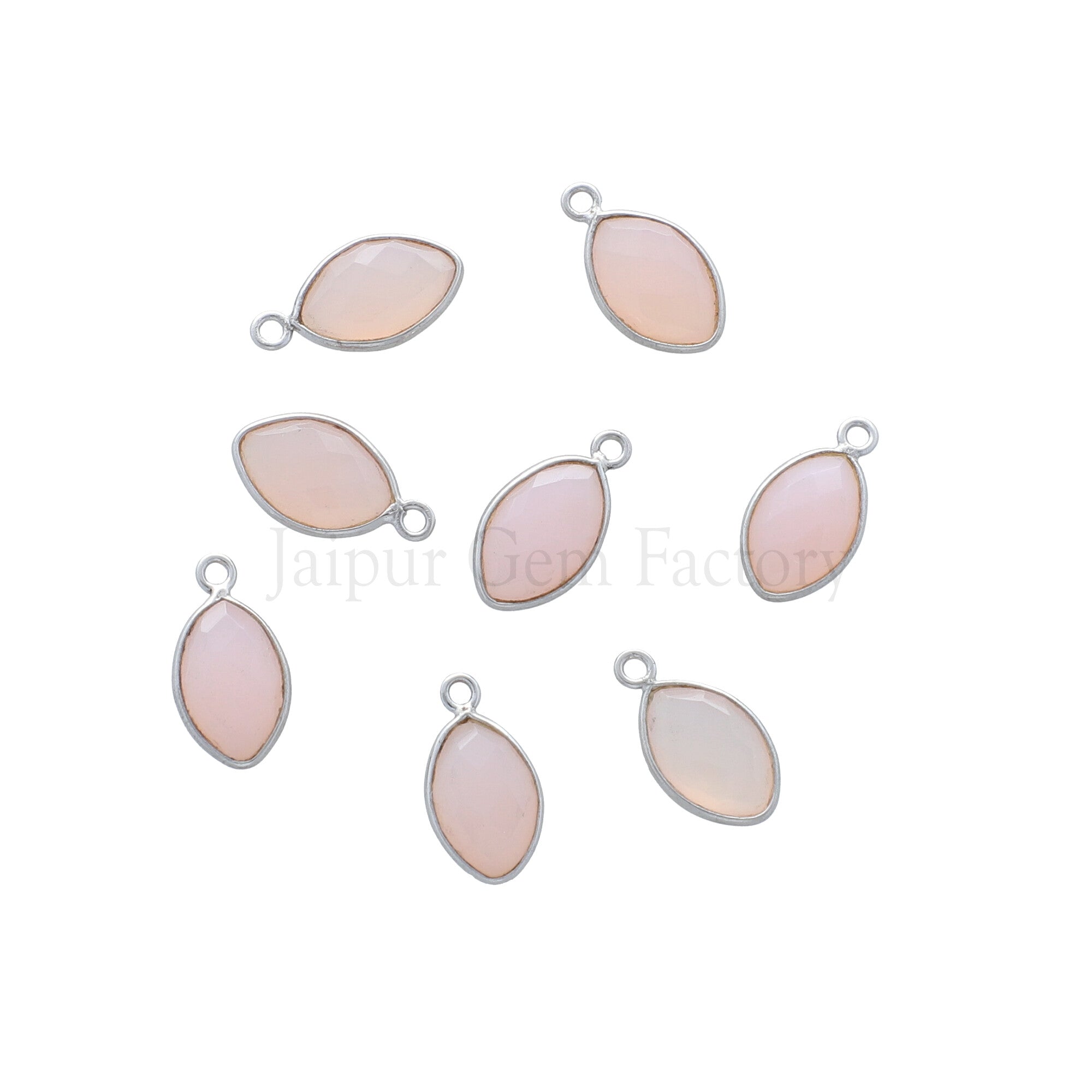 13X9 MM Rhodium Plated Sterling Silver Bezel Chalcedony Faceted Marquise Pendant