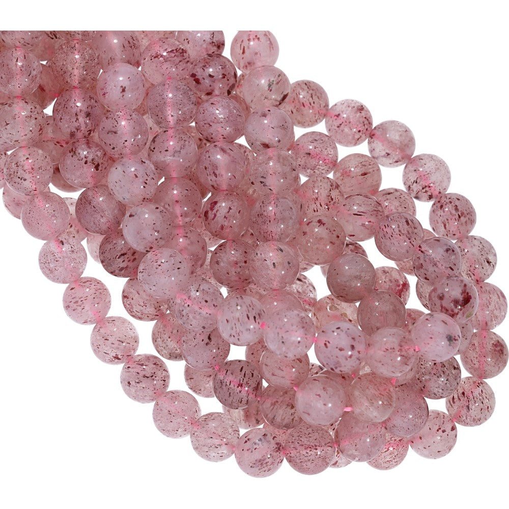 Strawberry Quartz 8 MM Smooth Round Shape Beads Strand