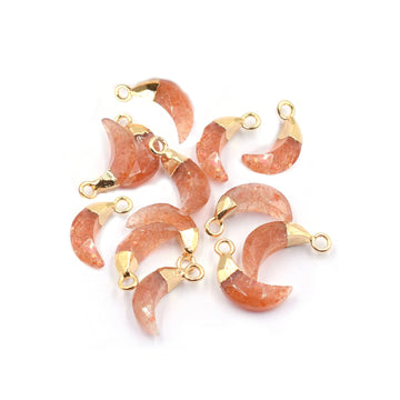 Sunstone 10X5 MM Moon Shape Gold Electroplated Pendant (Set Of 2 Pcs )