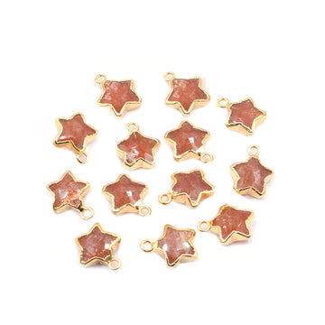 Sunstone 10 To 11 MM Star Shape Gold Electroplated Pendant (Set Of 2 Pcs)