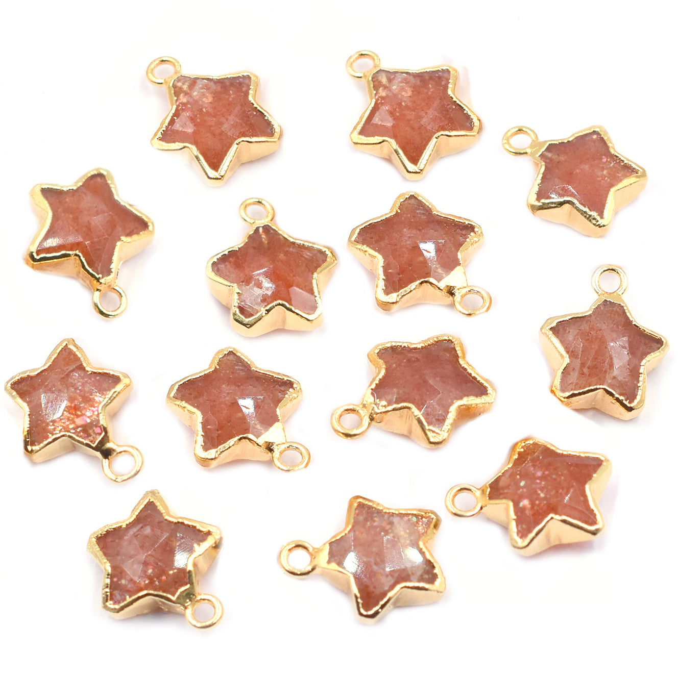 Sunstone 10 To 11 MM Star Shape Gold Electroplated Pendant (Set Of 2 Pcs)