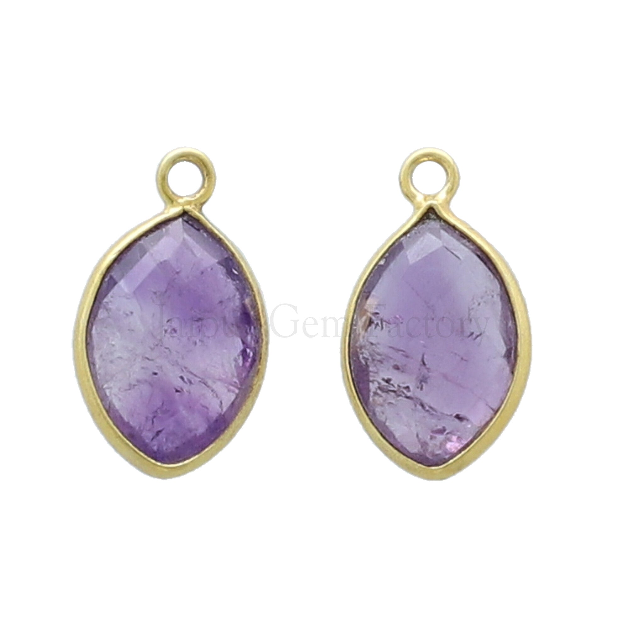 Vermeil Sterling Silver Bezel Amethyst Marquise Pendant – 13x9MM
