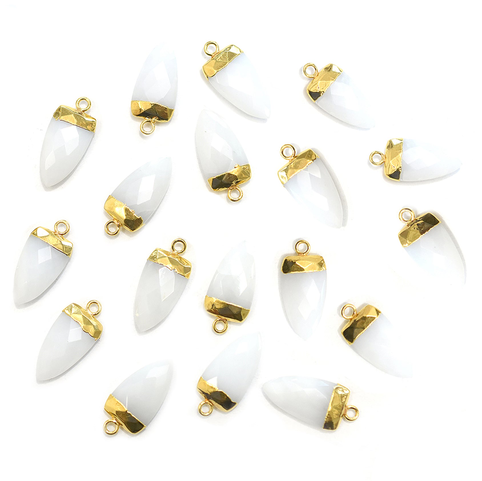 White Agate 14X9 MM Arrow Shape Gold Electroplated Pendant