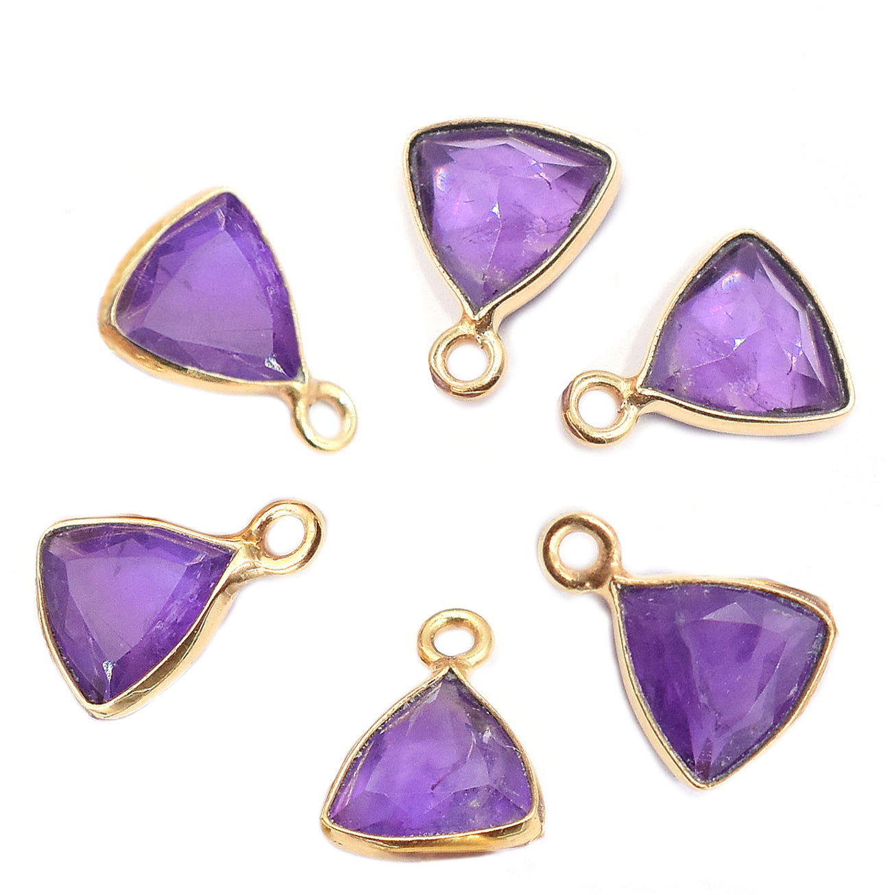 Wholesale Amethyst Silver Triangle Pendant for Jewelry Making
