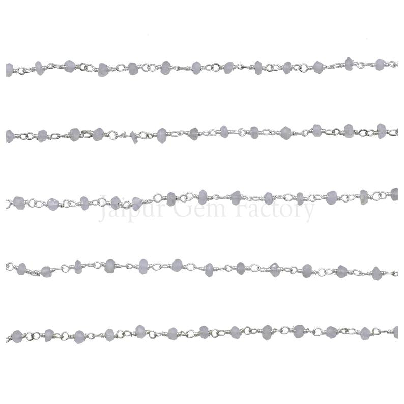 Wholesale Faceted Blue Chalcedony Beads Chain
