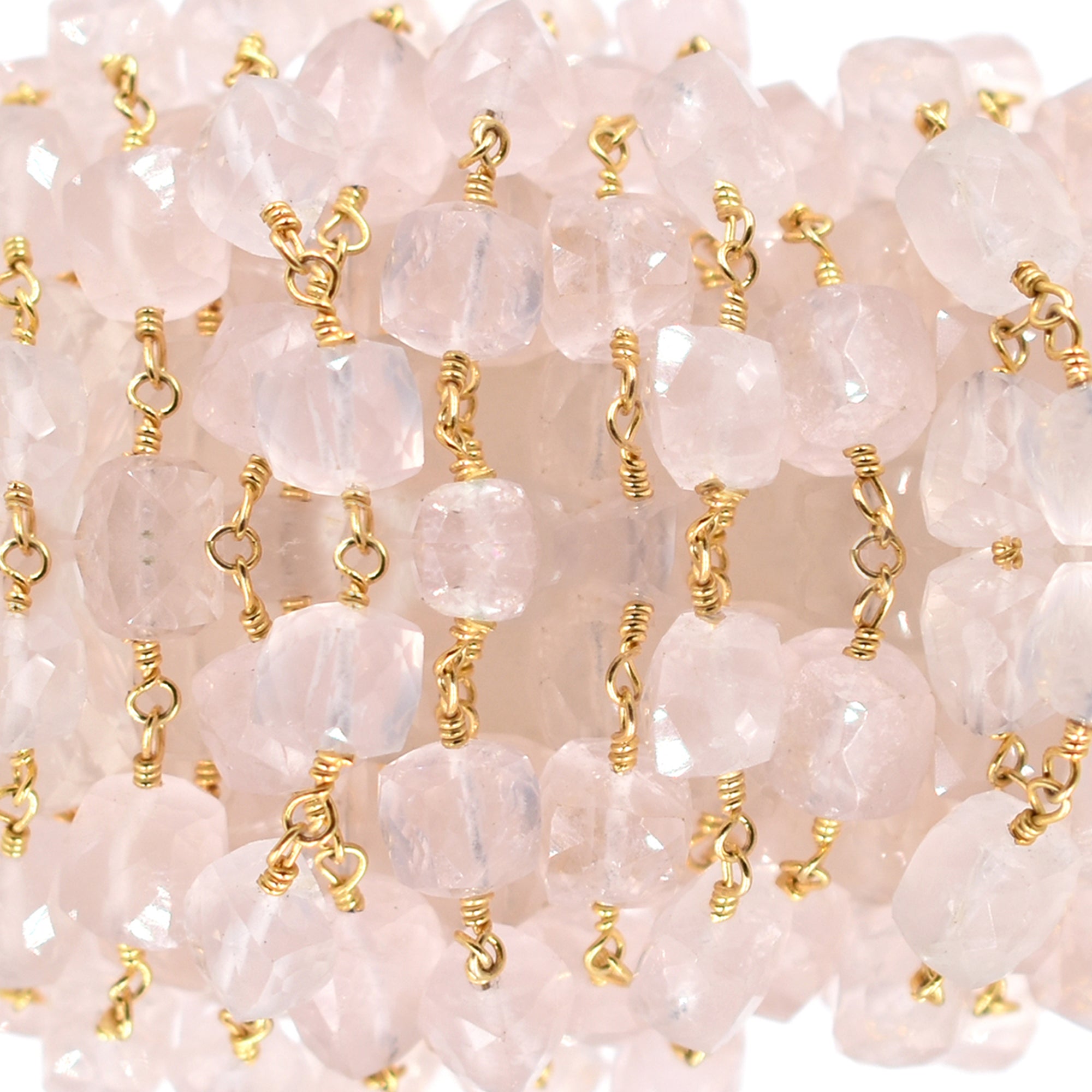 Wholesale Faceted Rose Quartz Beads Chain

