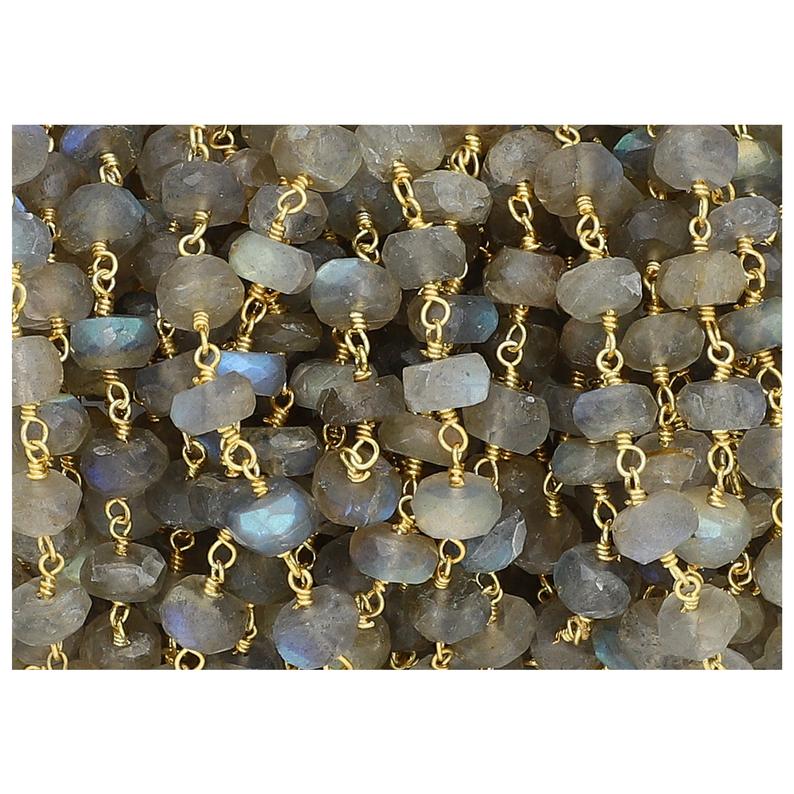 Wholesale Labradorite Gemstone Beads Wire Wrapped Chain
