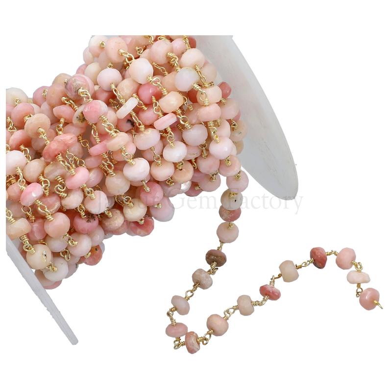 Wholesale Pink Opal Stone Beads Chain
