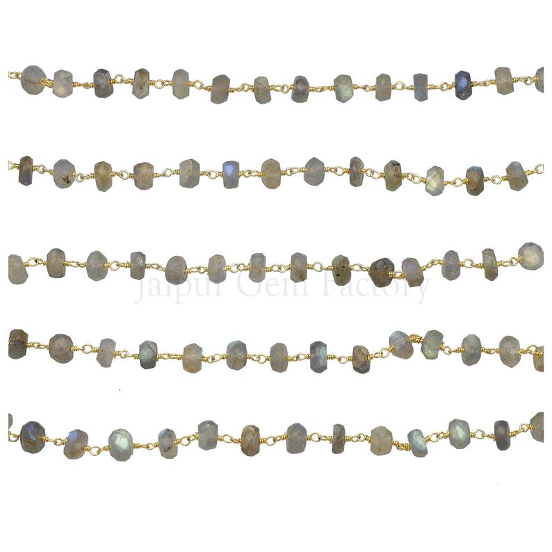 Wire Wrapped Pendant Chain with Labradorite Beads
