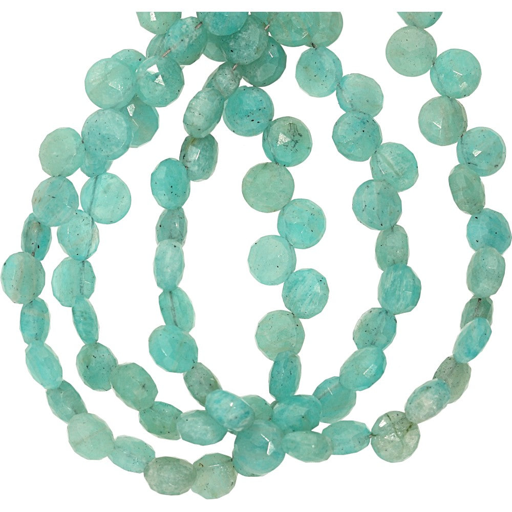 Amazonite 6 MM Faceted Coin Shape (SD) Beads Strand