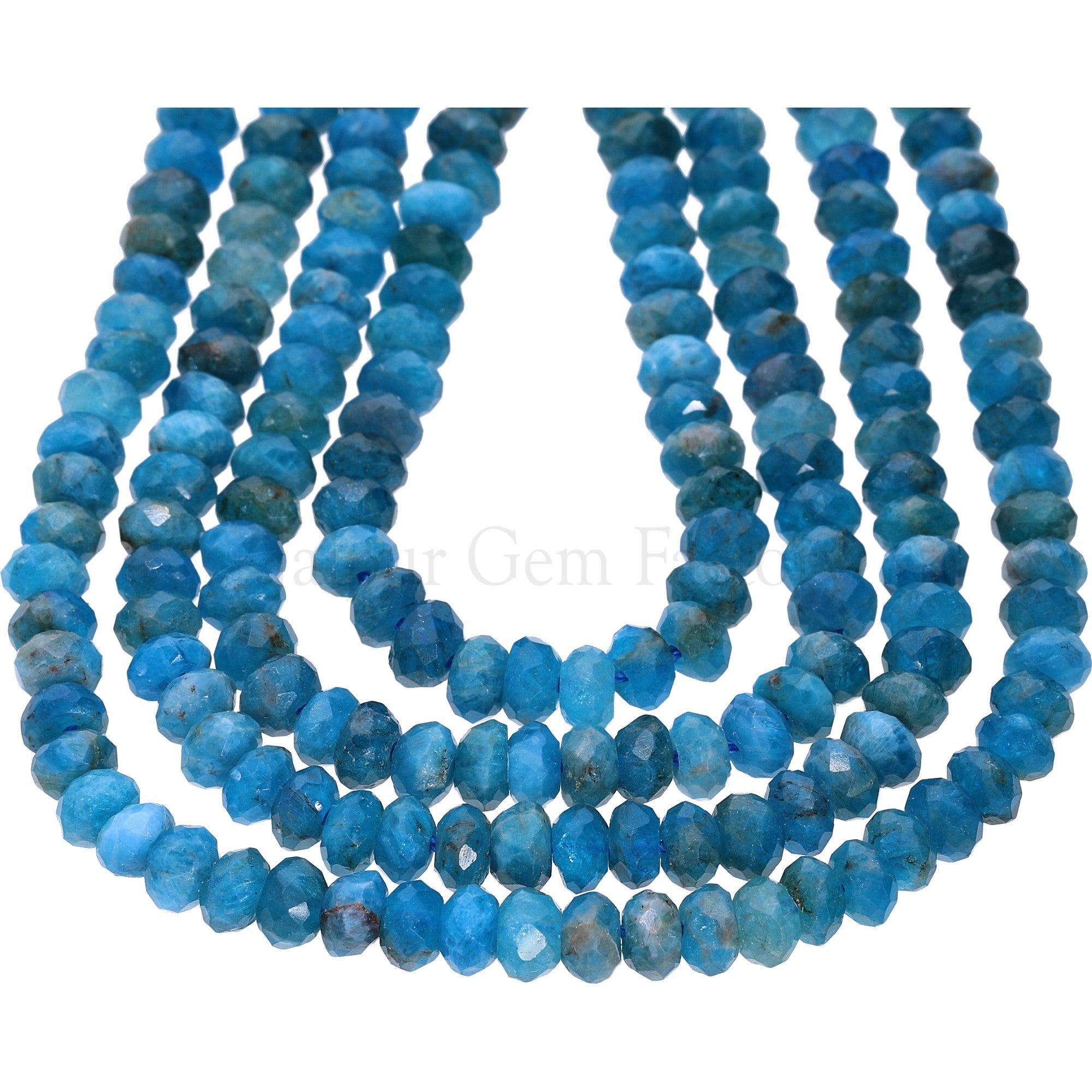 Blue Apatite 5.5 MM Faceted Rondelle Shape Beads Strand