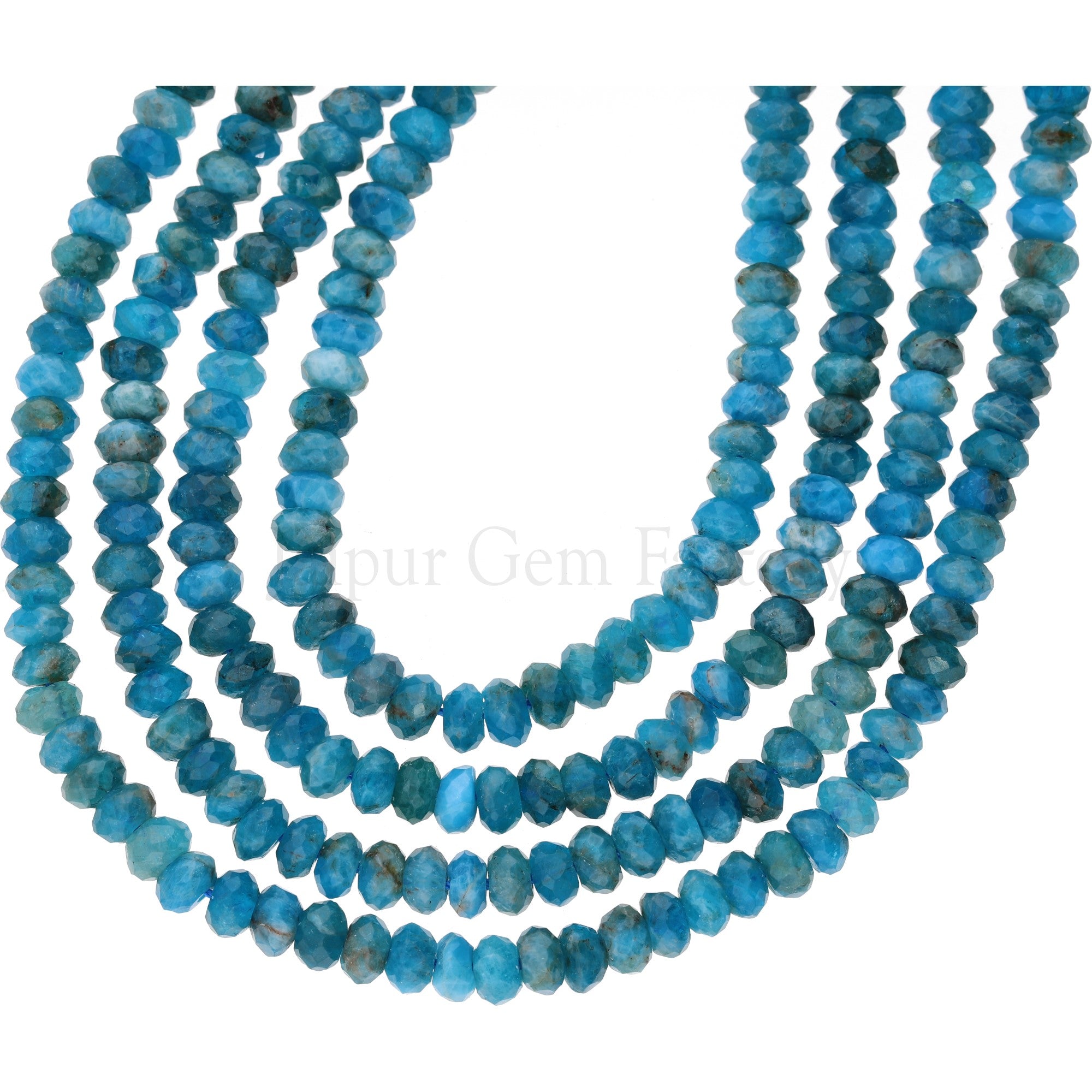 Blue Apatite 5.5 MM Faceted Rondelle Shape Beads Strand