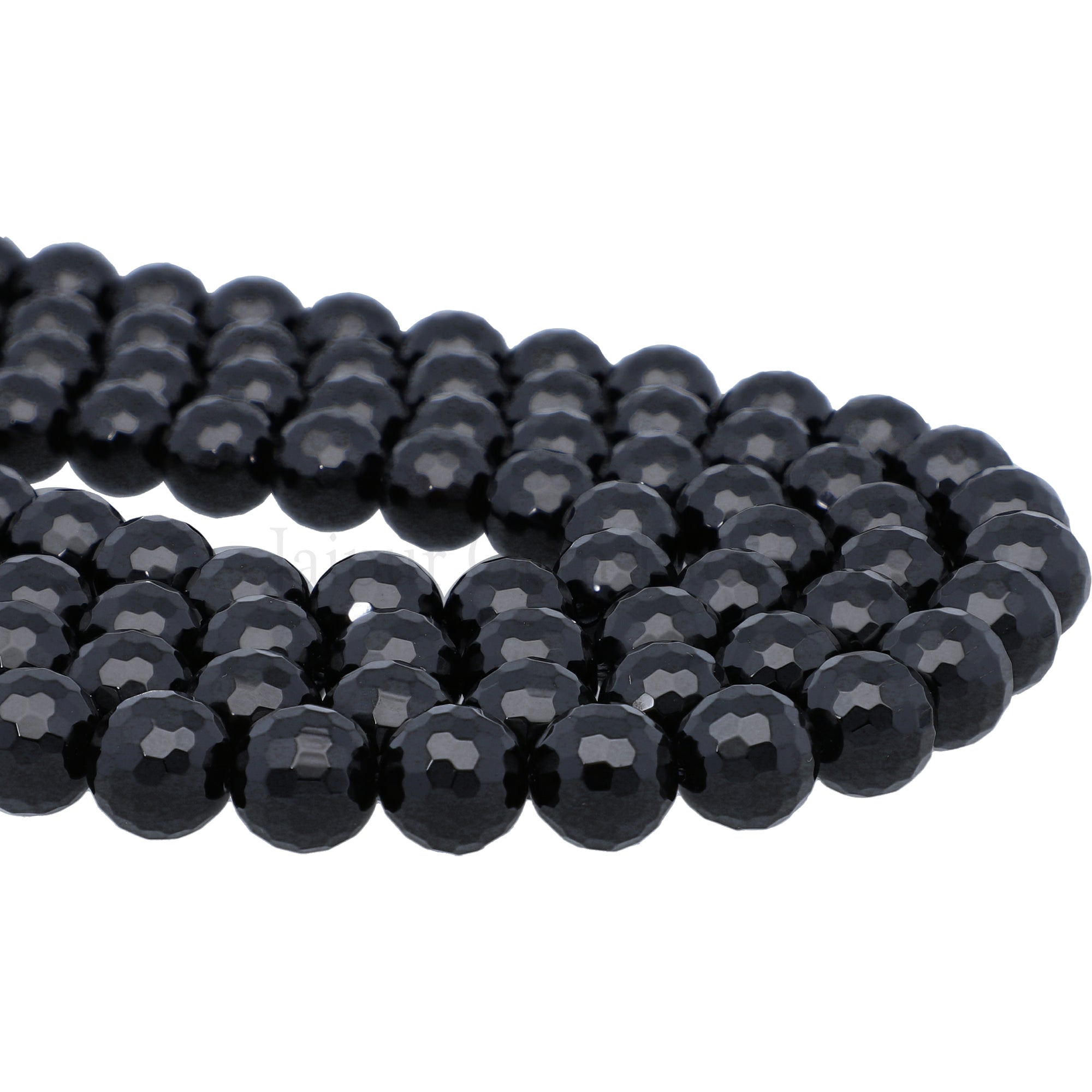 Black Onyx 10 MM Faceted Round Shape Beads Strand