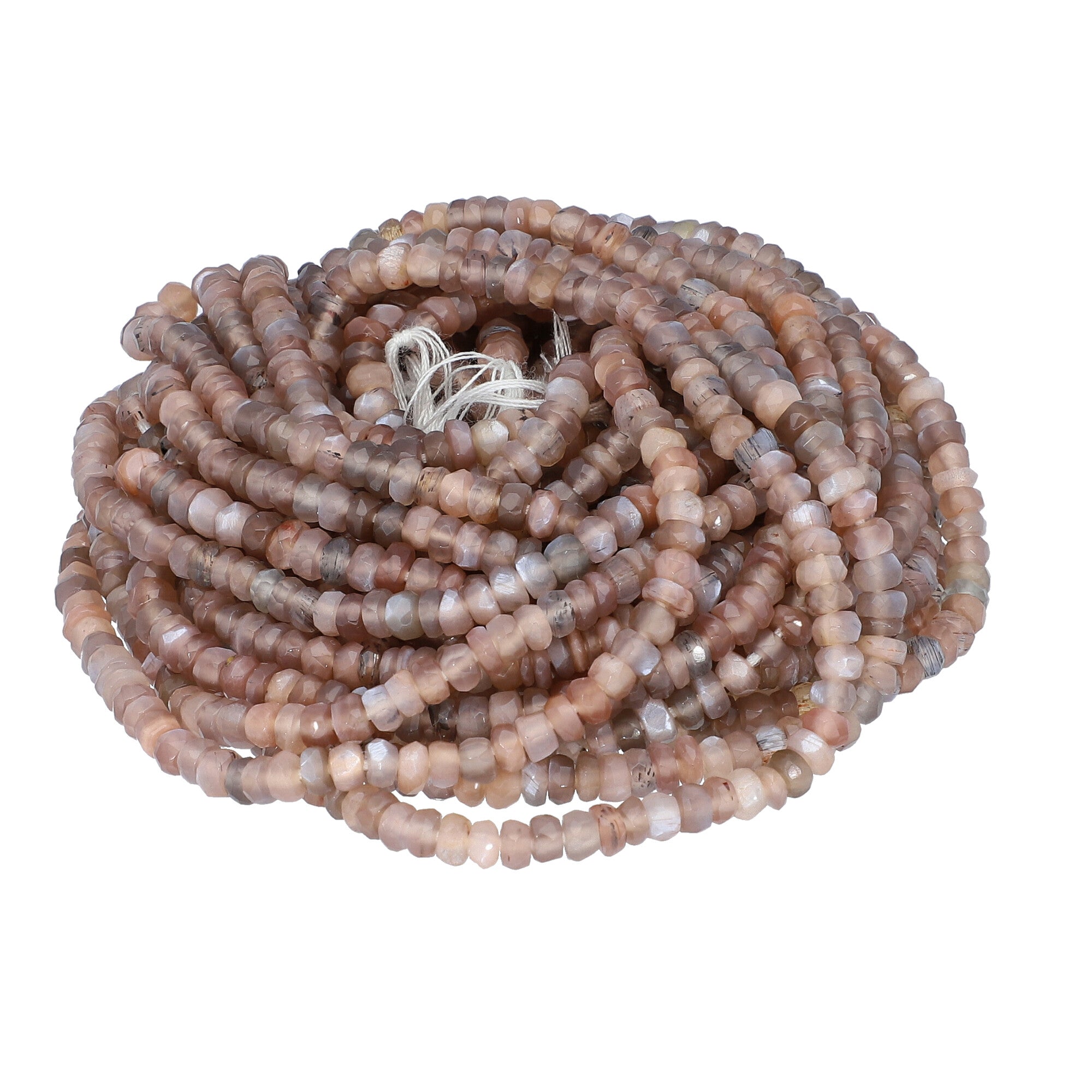 Brown Chocolate Moonstone 4 To 4.5 MM Faceted Rondelle Shape Beads Strand 1mm Drill