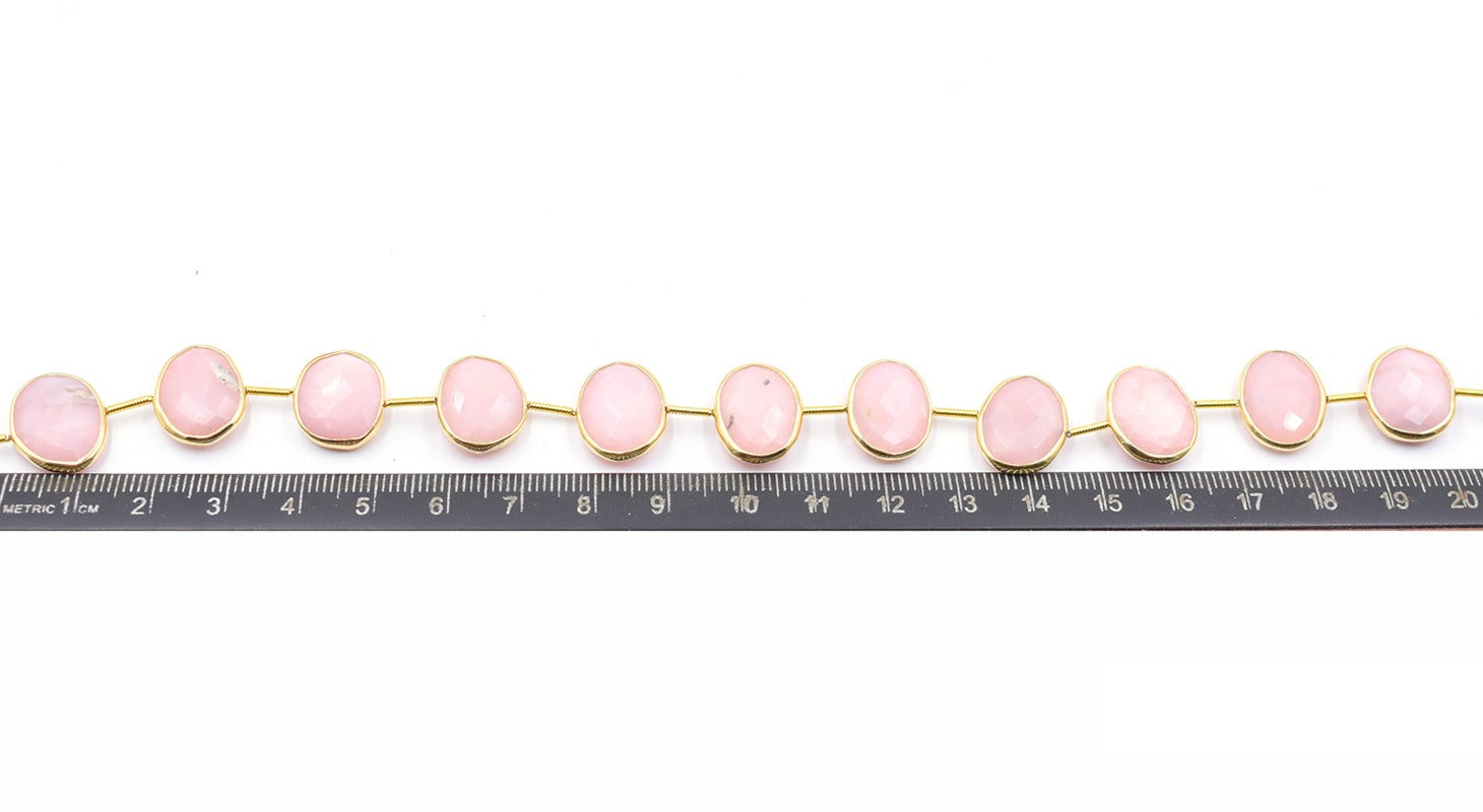 Pink Opal 15X9 MM Oval Shape Silver Bezel Vermeil Center Drilled Strand - Jaipur Gem Factory