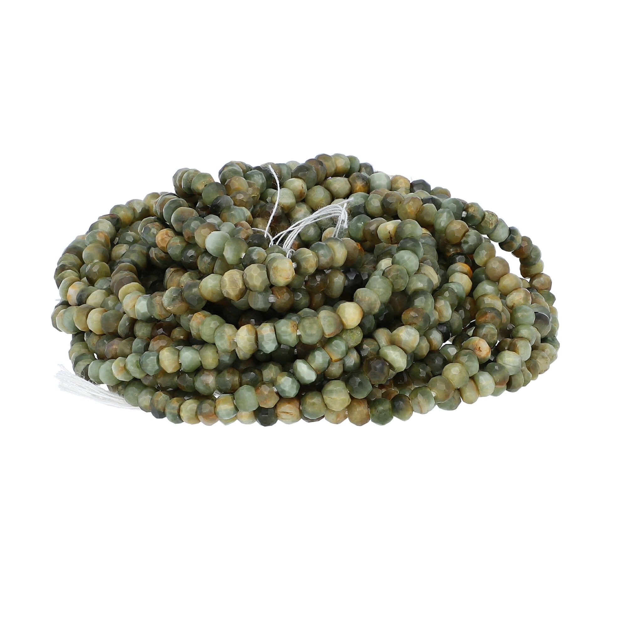 Green Cat's Eye 4 To 4.5 MM Faceted Rondelle Shape Beads Strand 1mm Drill