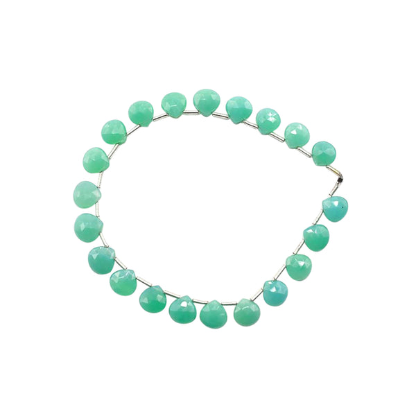 Chrysoprase Chalcedony 6.5 To 7 MM Faceted Heart Shape Beads Strand