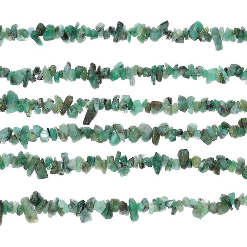 Raw Emerald 4 To 5 MM Natural Emerald Chips Beads Strand