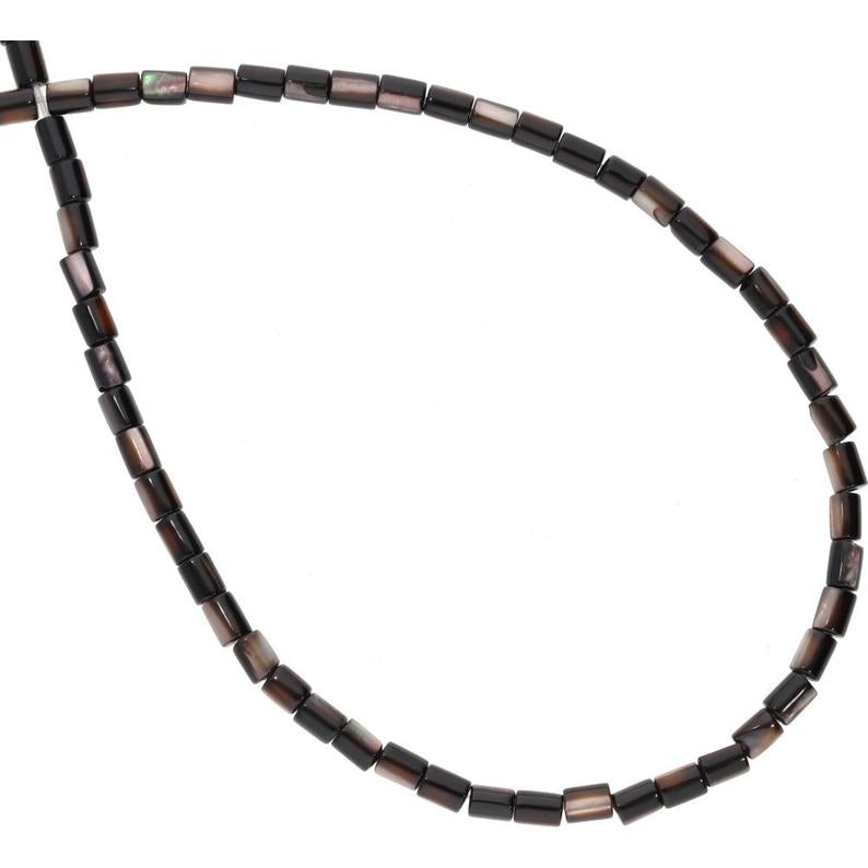 Dark Brown Mother Of Pearl 4X3 MM Smooth Tube Shape Beads Strand