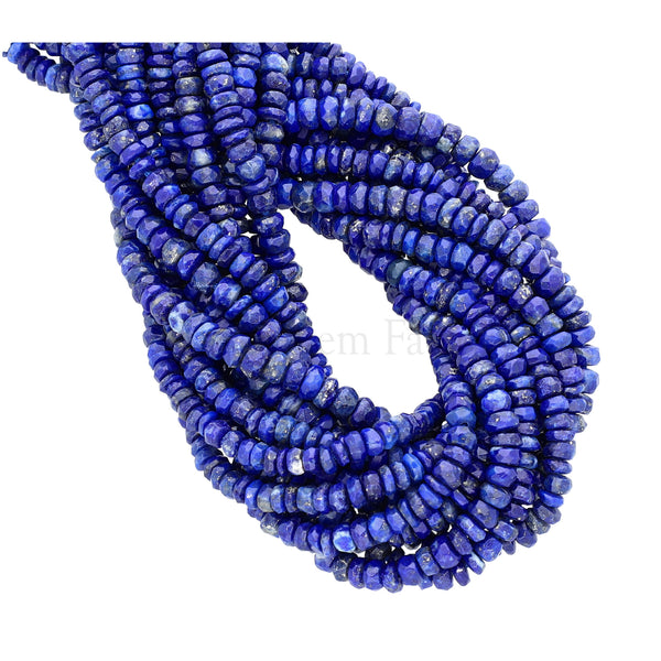 Lapis Lazuli 4 To 4.5 MM Faceted Rondelle Shape Beads Strand 1mm Drill