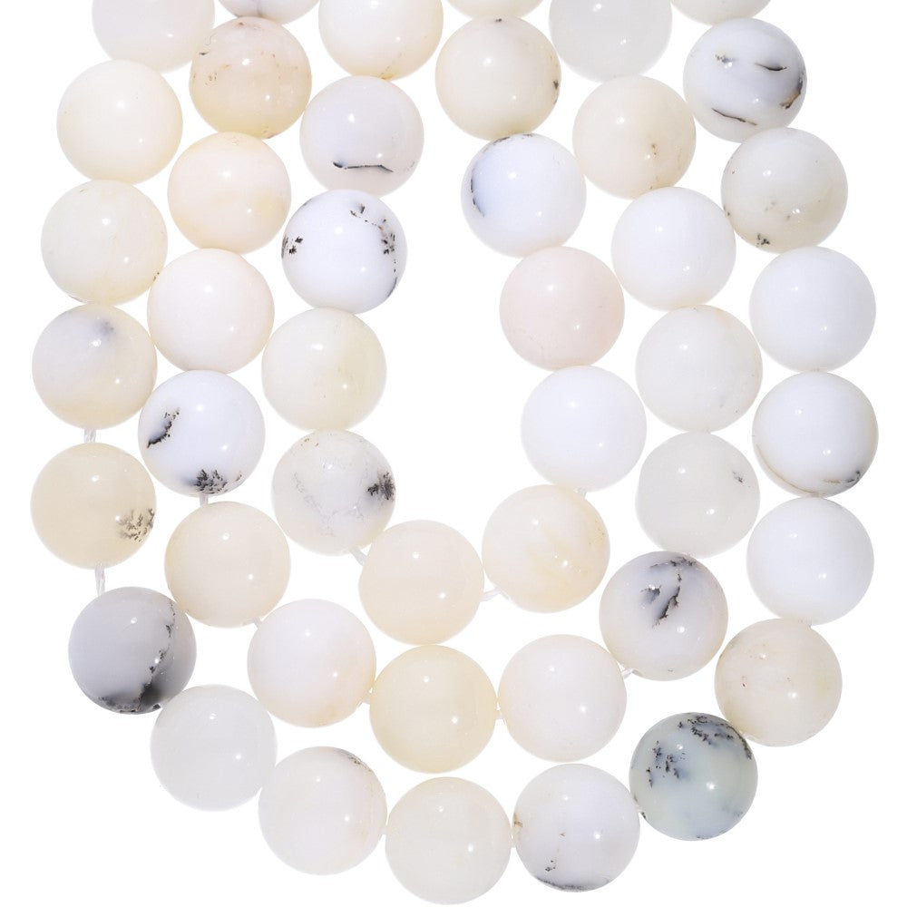 Milky White Dendritic Opal Beads 