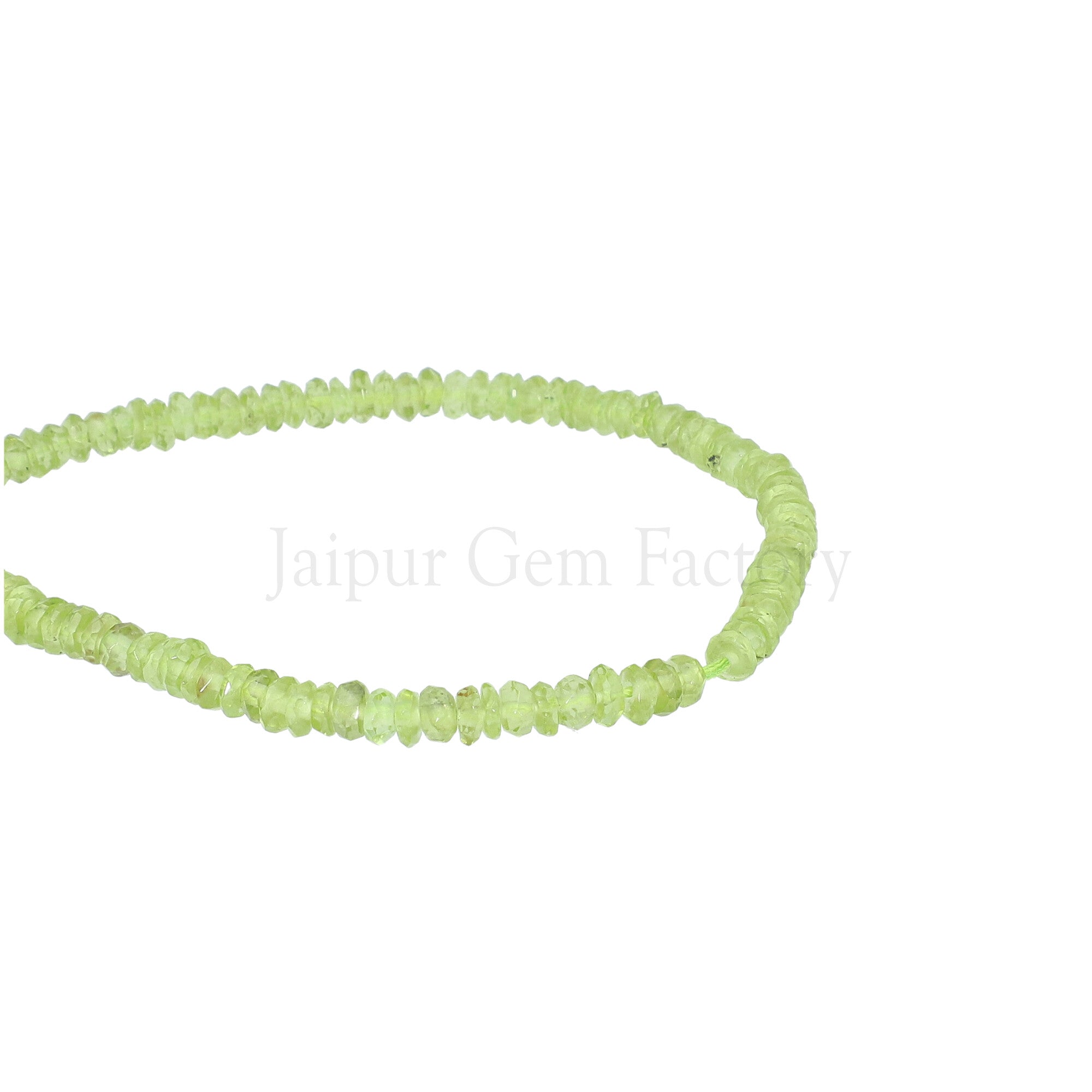 Peridot 4 to 4.5 MM Faceted Rondelle Shape Beads Strand 1mm Drill