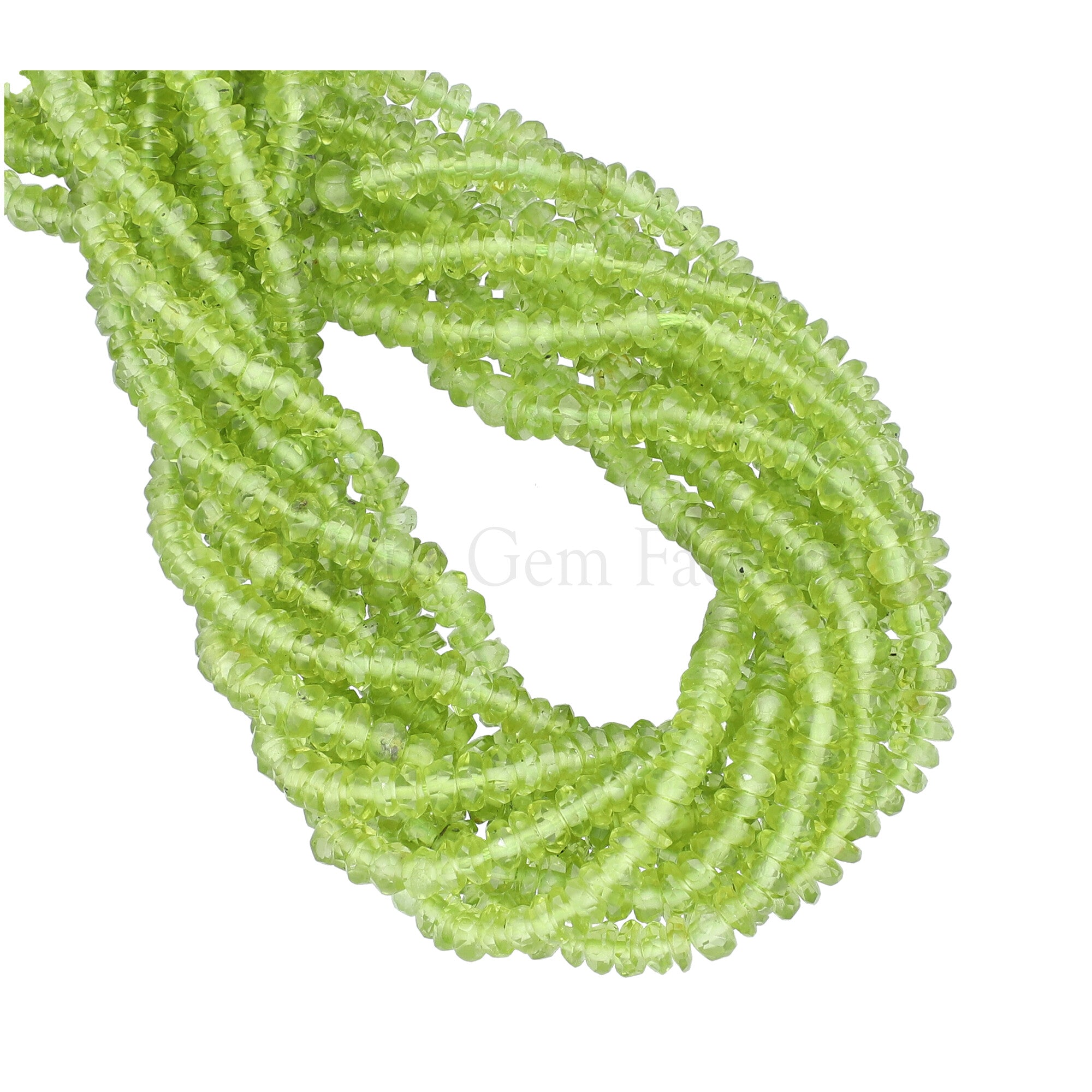 Peridot 4 to 4.5 MM Faceted Rondelle Shape Beads Strand 1mm Drill